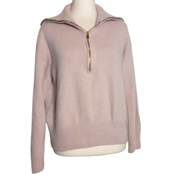 Bartolini Knit 1/4 Zip Wool Cashmere Blend Sweater in Lilac Size Small - Picture 3 of 10